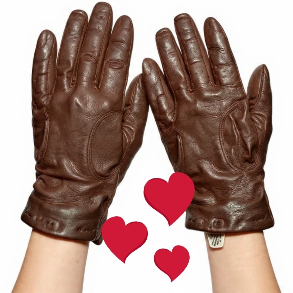 Vintage Rich Brown Lamb Leather Gloves